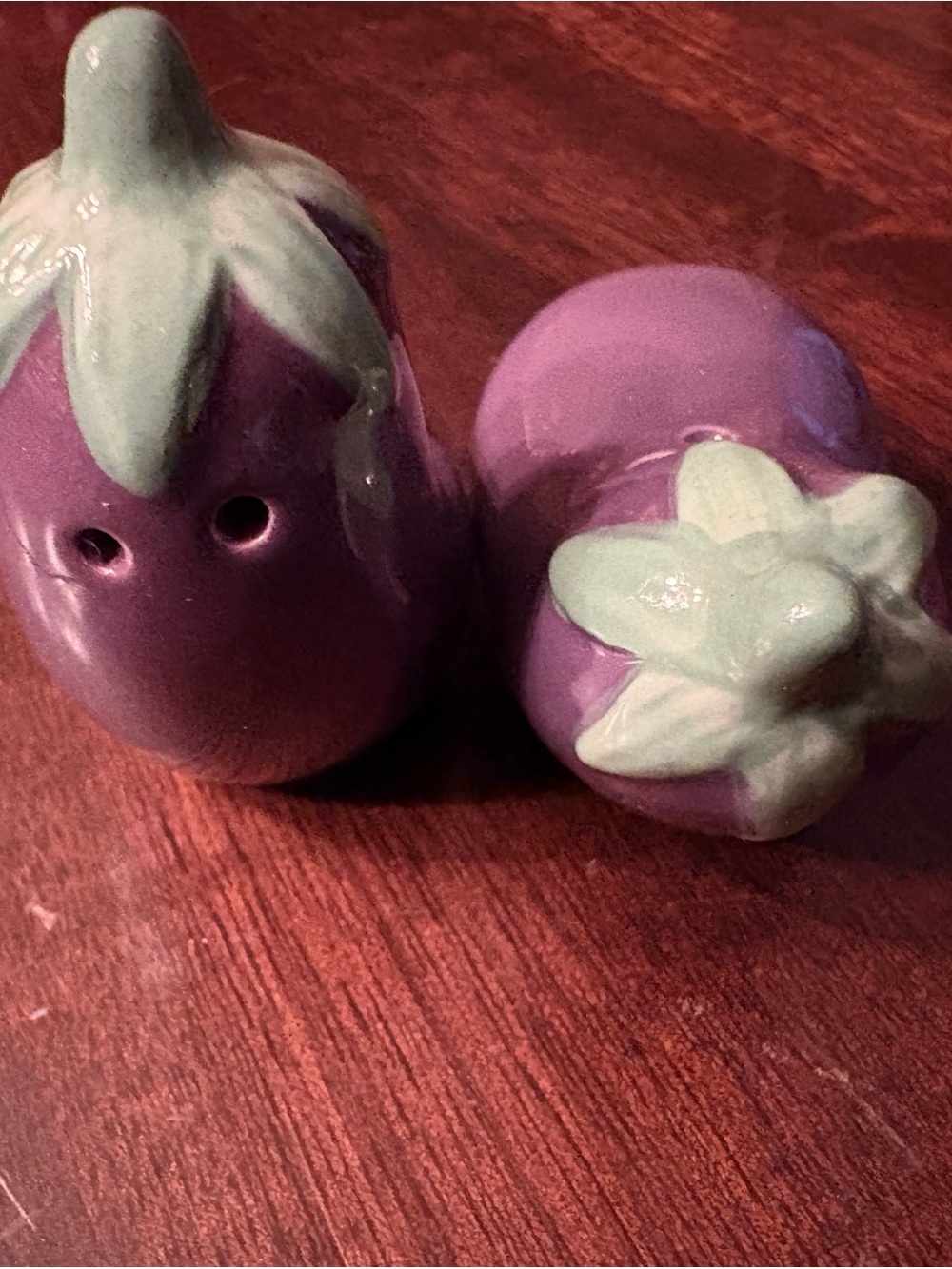 Vintage Eggplant Salt and Pepper Shakers